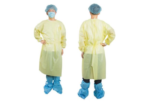 Yellow Isolation Disposable PPE Gowns Universal Size Personal Protective In Hospital
