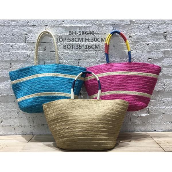Two Straps Woven Straw Beach Bucket Bag for Large Capacity Vacation Leisure