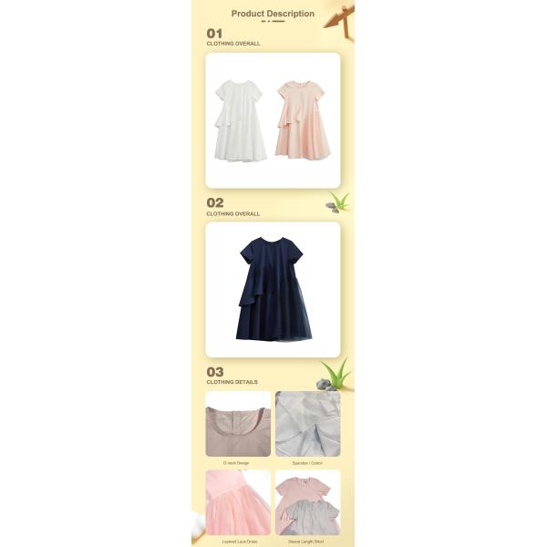 Regular Sleeve Style Layered Dress Knee-length Tulle Baby Girl Dress for Birthday Party