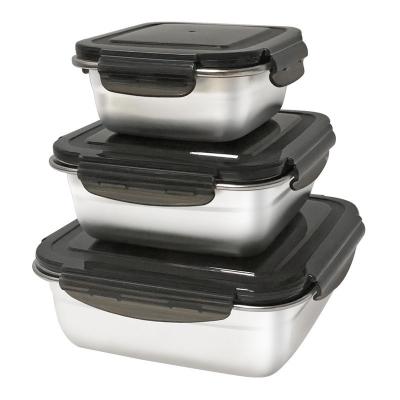Rectangle 400/750/1200ml Stainless Steel Bento Lunch Box Set with Locking Lids and Durable