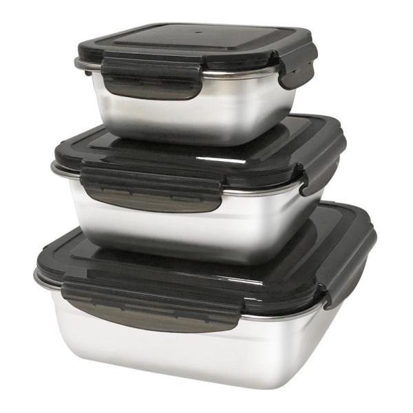 Rectangle 400/750/1200ml Stainless Steel Bento Lunch Box Set with Locking Lids and Durable