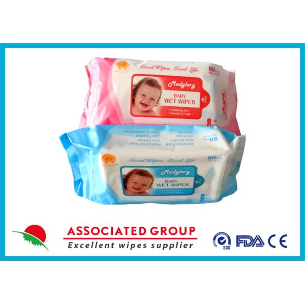 Disposable No Fragrance Baby Wet Wipes 80pcs Flowpack With Lid Small Dot Spunlace