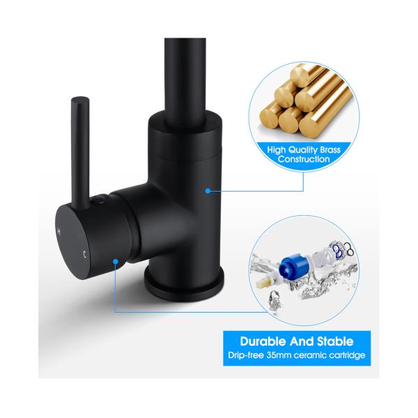Bidet Spouts Kitchen Faucet Hot Cold Water Mixer Tap with Classic Gooseneck Swivel Spout
