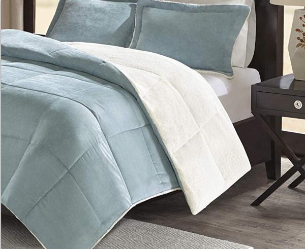 Super douce couverture de laine d'hiver bleu 100% polyester remplir couverture de corduroy