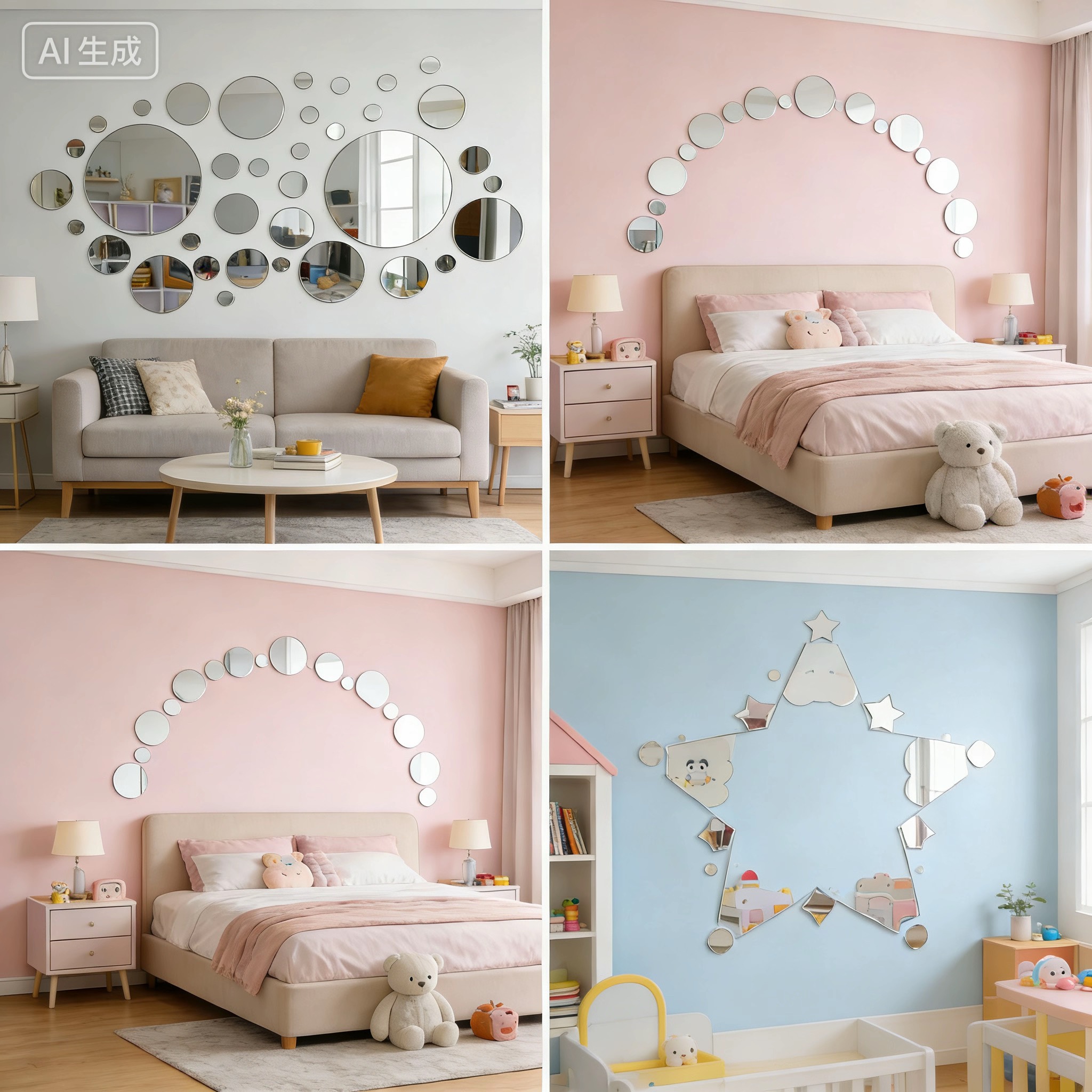 Self-Adhesive 3D DIY Mirror Circles with Cutting Service Peel & Stick Wall Art for Home & Gallery Decor