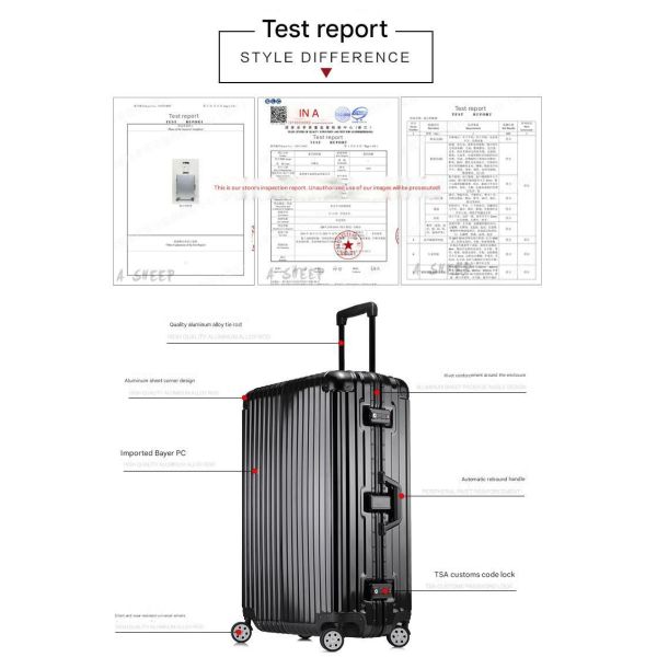 801 All-Aluminum Magnesium Alloy Suitcase with TSA Customs Lock and Scratch-Resistant Finish