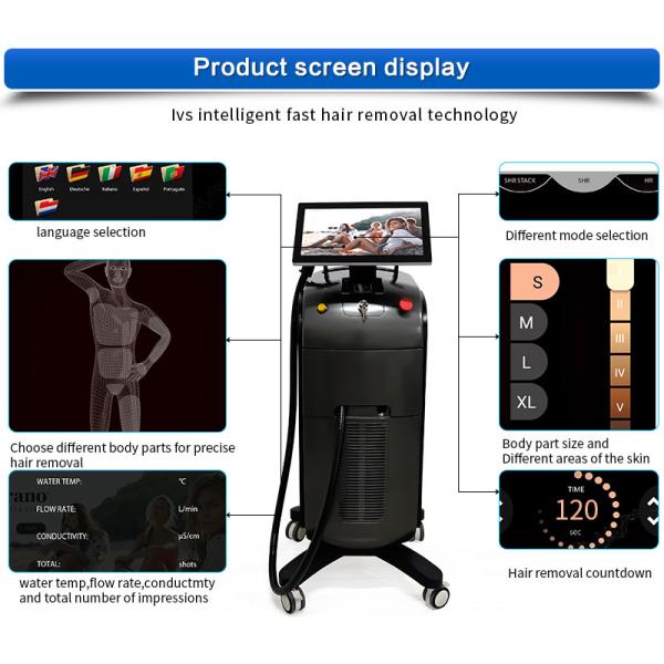 Ice Titanium 755nm 808nm 1064nm Diode Laser Hair Removal Machine For Beauty Salon