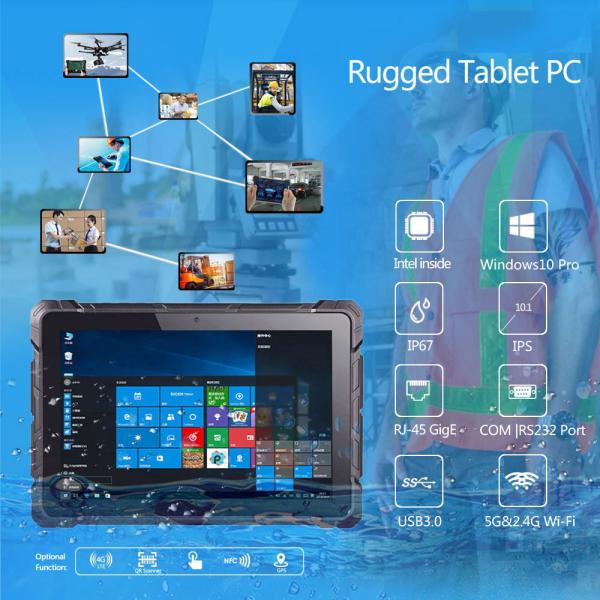 Windows 10 Industrial IP67 Rugged Tablet PC 10.1 Inch X5-Z8350 Quad-Core With RS232 COM