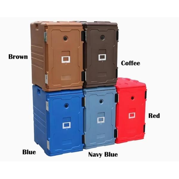 Caja de transporte de alimentos aislada para bandejas, comedores, banquetes al aire libre, transportador de frío y calor, negro