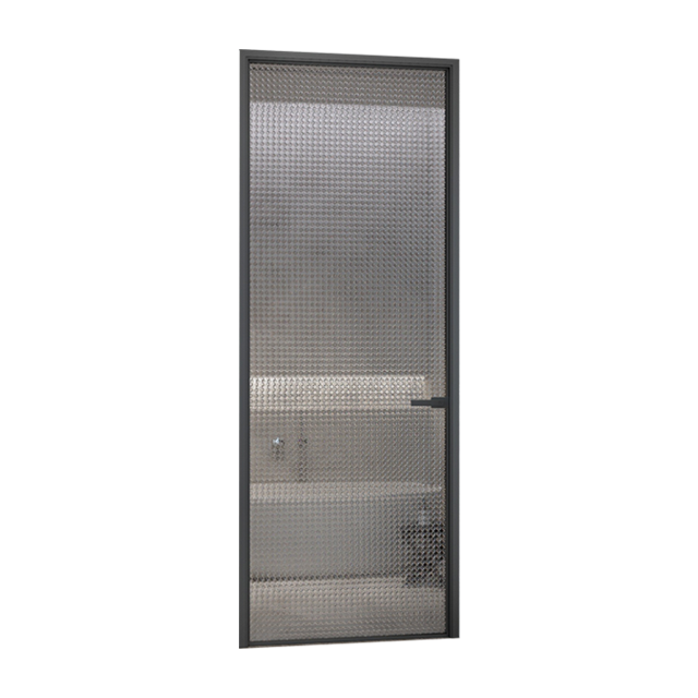 Interior Aluminium Frame Swing Door With Patterned Tempered Glass For Residential Spaces