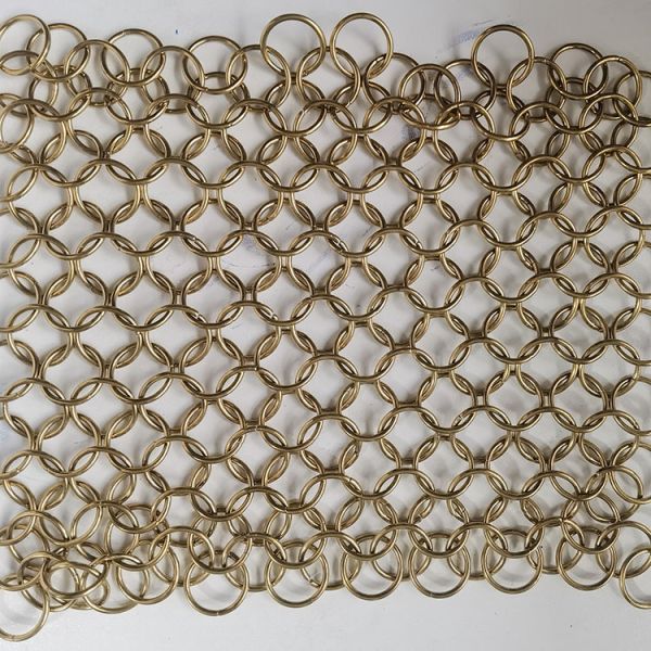 Custom Size Gold Color Metal Decorative Stainless Steel Ring Curtain Mesh Fabric