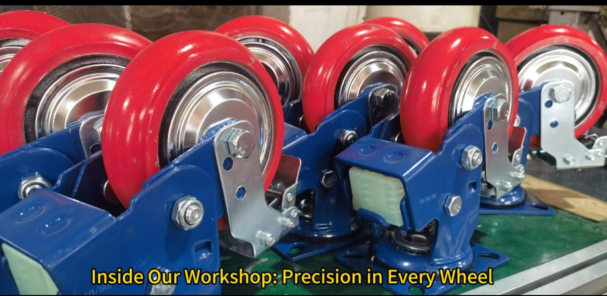 Extra Heavy Duty 8 Inch Shock Absorbing Caster Pu Iron Core Wheel 420kg Loading Large Lasers Generators Mobile Racking Steel Handling.