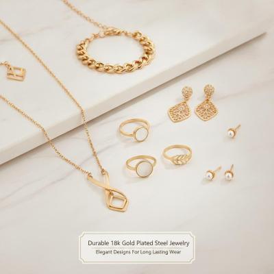 Durable 18k Gold Plated Steel Jewelry Elegant Designs Varies By Item Suitable For Multiple Applications And Long Lasting Wear