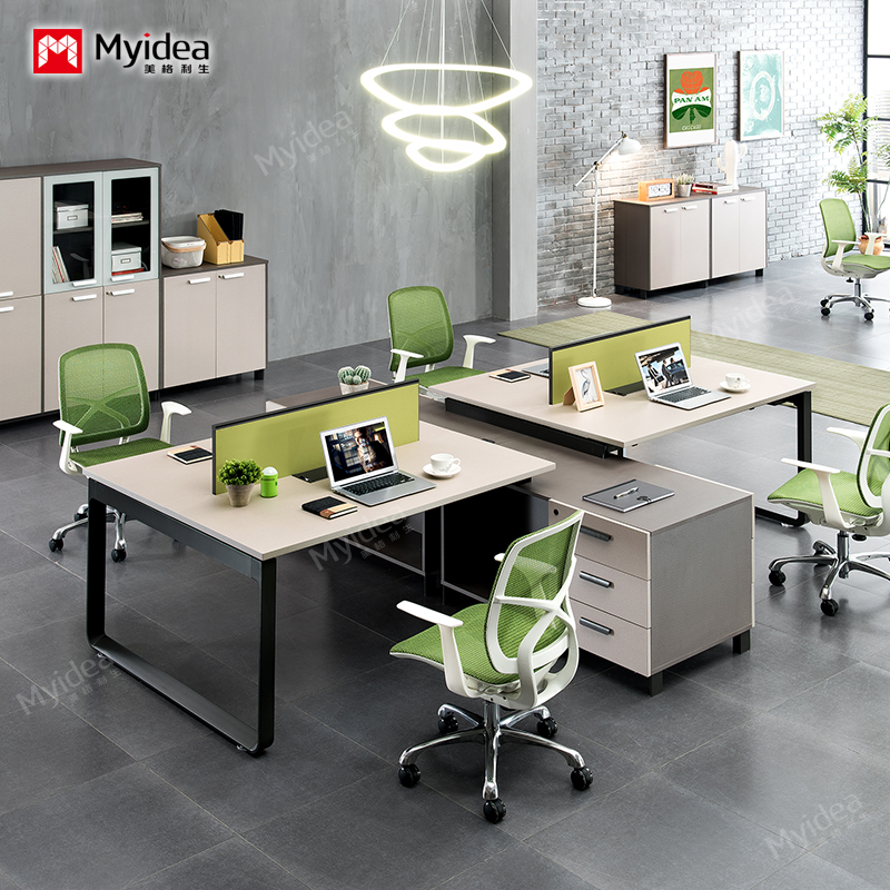 Modular Staff Workstation with Storage Side Cabinet, Heavy-Gauge Steel Legs, and Privacy Screen – A Durable, Space-Saving Solution for Corporate Team Areas.