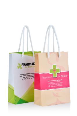Recycle Biodegradable Gift Bags Pharmacy Paper Bags full color printing