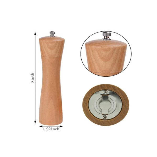 Food Grade Bamboo Wooden Salt & Pepper Mills Natural Color No Microwave