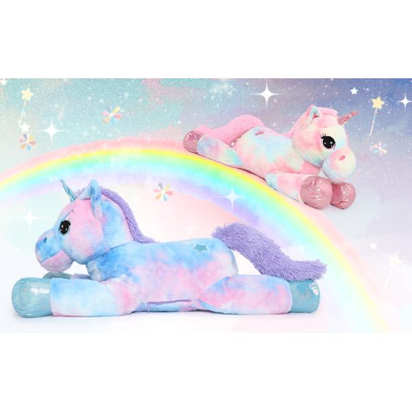 MorisMos 32in Giant Rainbow Pink Unicorn Stuffed Animals Soft Cotton Toys PP Filling Cute Birthday Decorations Bags Included