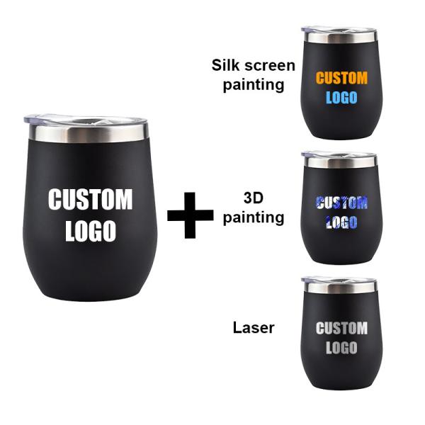 12 Oz Insulated Wine Tumbler With Lid And Straw Stainless Steel Stemless Wine Tumbler