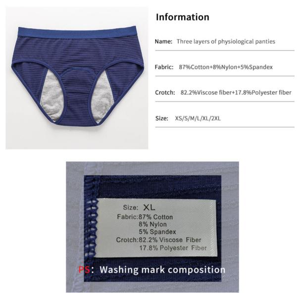 In Stock 3 Layers Multi Color Leakproof Menstrual Panties  Cotton Brief Absorbent Period Underwear For Women