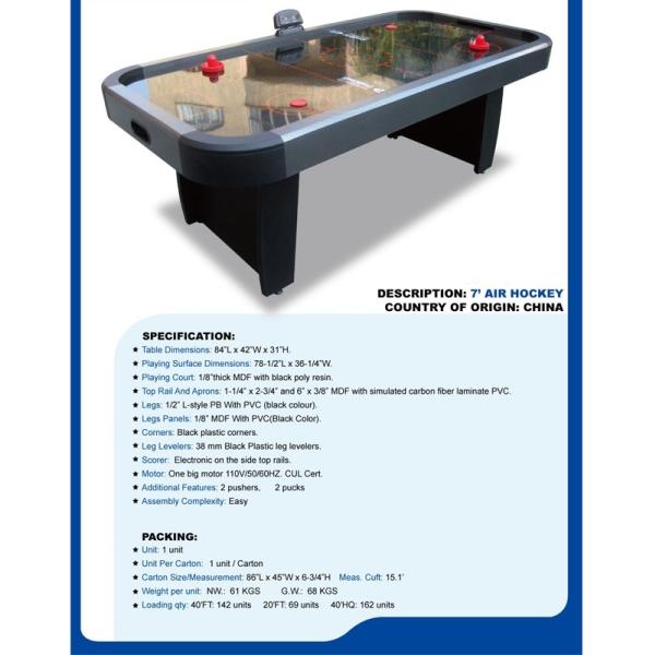 Electronical Air Hockey Game Table 7 Feet Indoor MDF With PVC Laminated