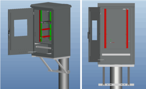небольшая коробка вентиляторной системы охлаждения IP55 шкафа держателя поляка 11U погодостойкая на открытом воздухе стальная