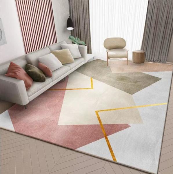 Rectangle Polyester Fiber Living Room Floor Carpet Stripping Special Style