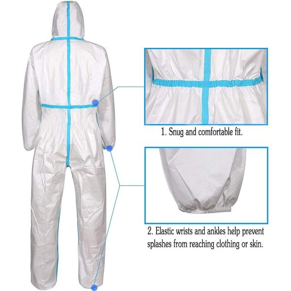 Disposable Protective Coverall With Hood EN14126 EN ISO13982 EN14605 EN14325 EN13034