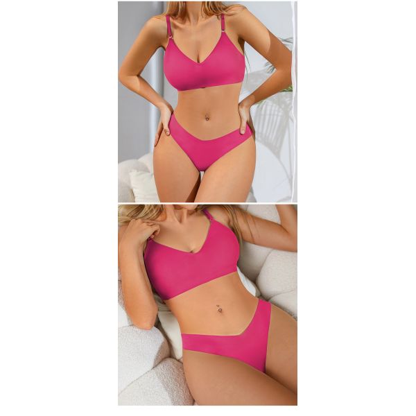 New Arrival Women Sexy Underwear Bra Set Women's V-neck Thong Underwear Seamless Wire-free Comfortable Sports Bra Set