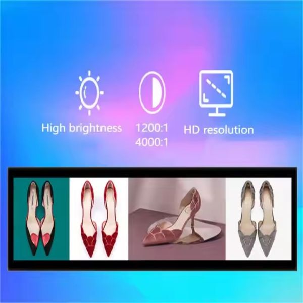 CH 23.1/35/37/47.1 Inch Ultra Wide Stretched Bar IPS LCD Display Edge-Lit LED High Brightness NFC for Indoor Retail Shelf