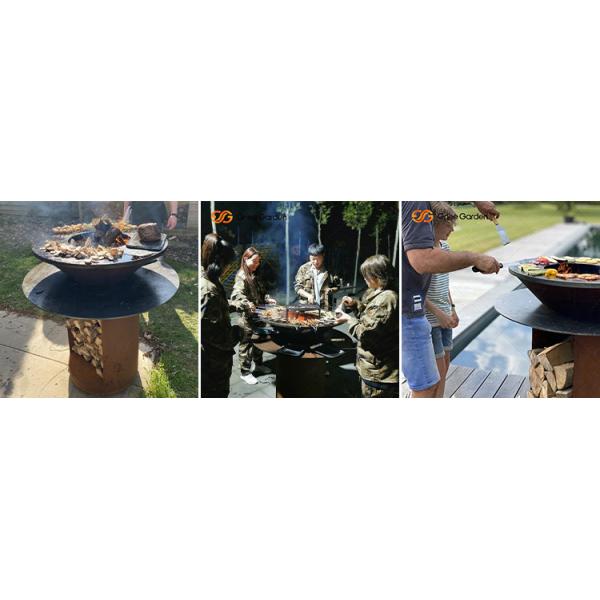 Metal Garden Corten Steel Outdoor BBQ Charcoal Grill Pre Rusted