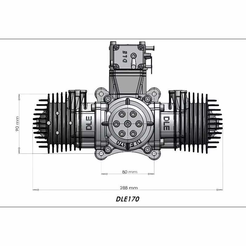 Hot DLE170 Aviation Model Gas Engine Dual Cylinder Two Stroke Side Exhaust Natural Air-Cooled CC Displacement for Drone