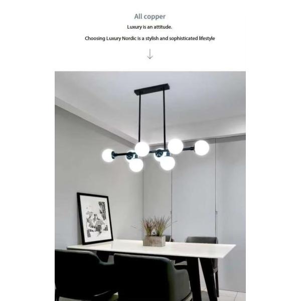 Nordic Creative Simple Guest Restaurant Dining Hall Bar Lamp Magic Beans Large White Glass Ball Pendant Lamp