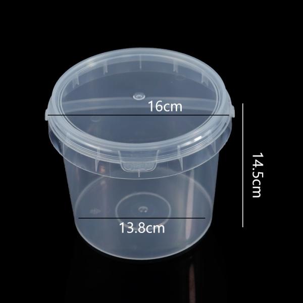 500ml 1L 2L 3L 4L 5L Factory Supply Handle Food Grade Packing Bucket Round White Clear Plastic Round Bucket With Lid