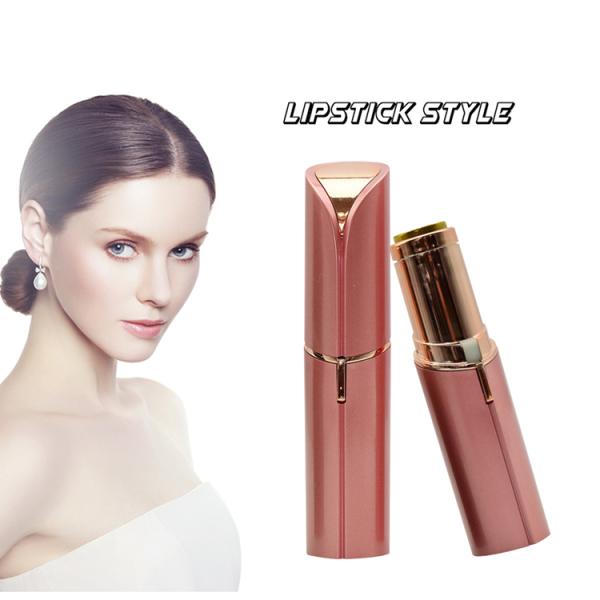 Rechargeable Mini Painless Face Hair Remover Gold Plated Lipstick Shaped