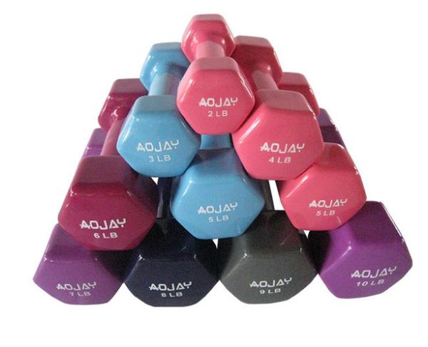 wholesale dumbbell 0.5kg yoga/gym finess equipment PVC+IRON hexagon vinyl/neoprene dumbbel