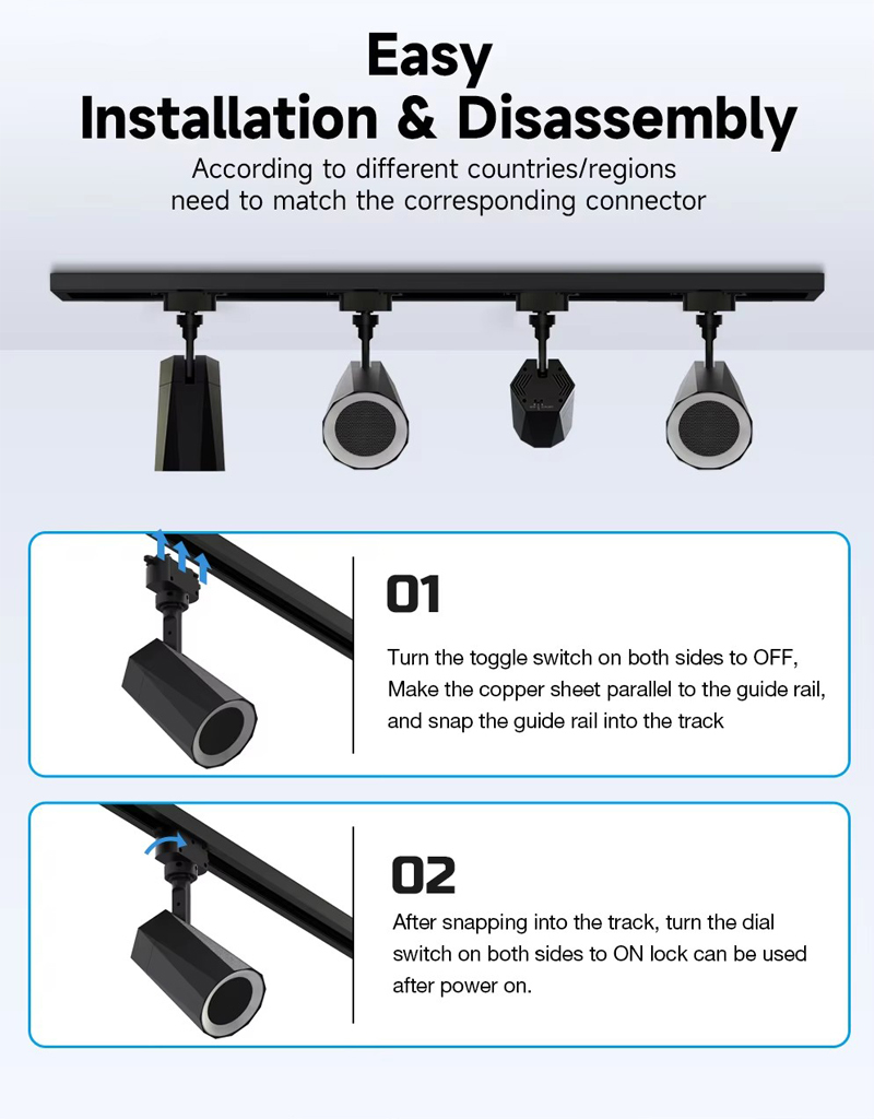 Track Rails RGB light 12W Track Light 2 Wired 3 Wired 4 Wired Track Rails Speaker for Shop Room