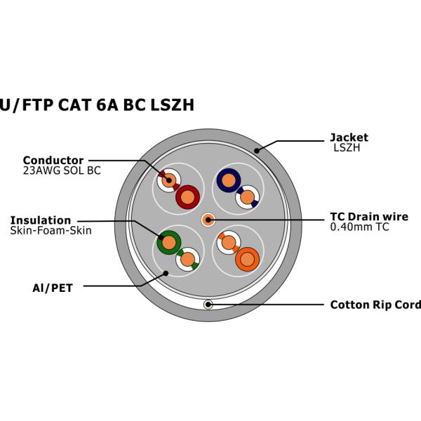 U / Installation extérieure de twisted pair de CAT 6A AVANT JÉSUS CHRIST LSZH de câble de réseau de ftp