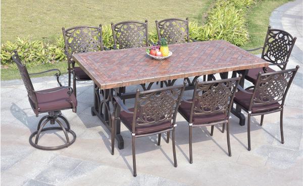Leisure  Garden Cast Aluminum 8 Seater Outdoor Furniture Table And Chair Set Garden Furniture