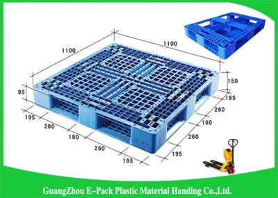Material plástico dos patins HPPE do produto comestível três das páletes do Euro da plataforma contínua durável