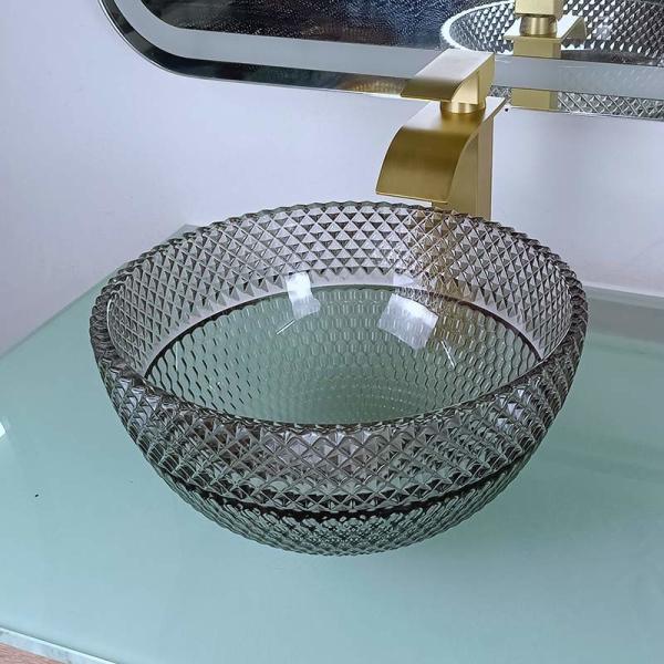 Toalete em volta do banheiro de vidro Crystal Transparent do dissipador preto da embarcação