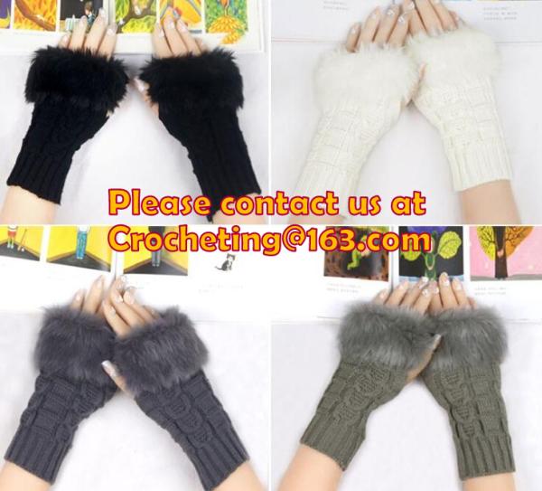 Pineapple Dot Women Knit Warm Winter Gloves Crochet Hand Warmers Computer Mittens