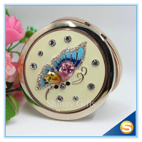 Shinny Gifts Metal Compact MirrorJeweled Makeup Pocket Mirror Custom Cosmetic Mirror