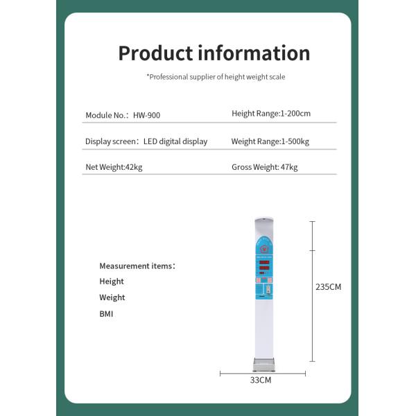 AC100-240V Medical Electronic Height Weight BMI Machine for Ultrasonic Measurement