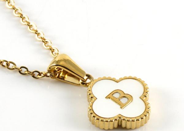13*13MM 18K Gold Plated Stainless Steel Four-leaf Clover Letter Pendants