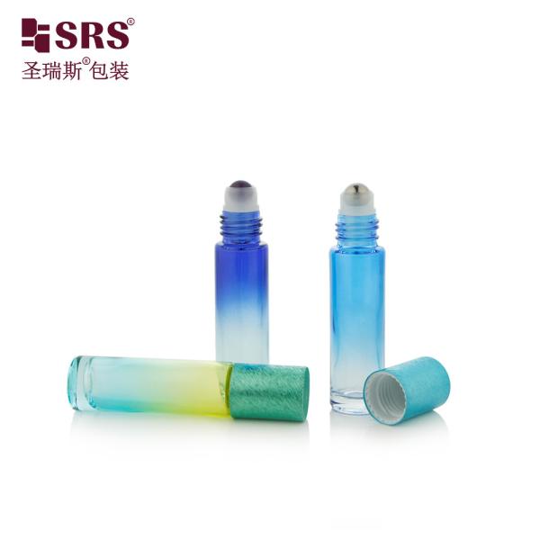 BLPM-10ml Cute Purple Glass Roller Bottles Cylindrical Round 21MM Diameter Vial With Aluminum Cap For Perfume  Oils