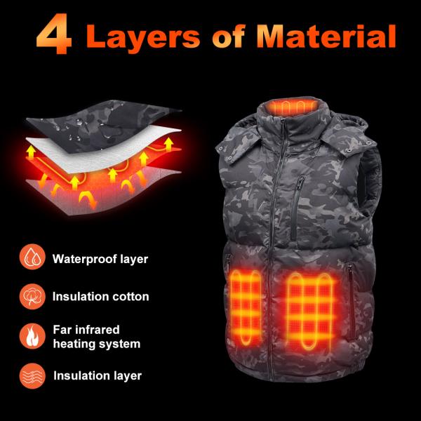 Custom Logo Heated Waistcoat Winter Warm Mens Sleeveless USB Battery Powered
