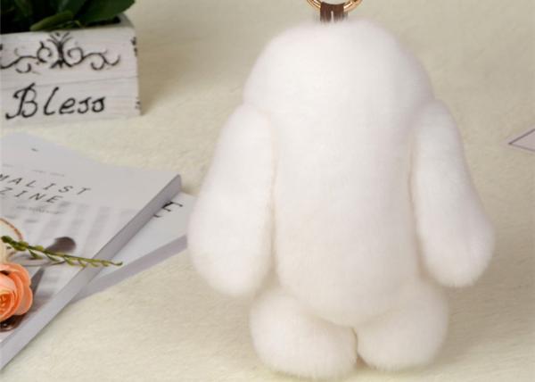 Soft Comfortable Luxury Rex Rabbit Fur Keychain For Knitted Hats Parts