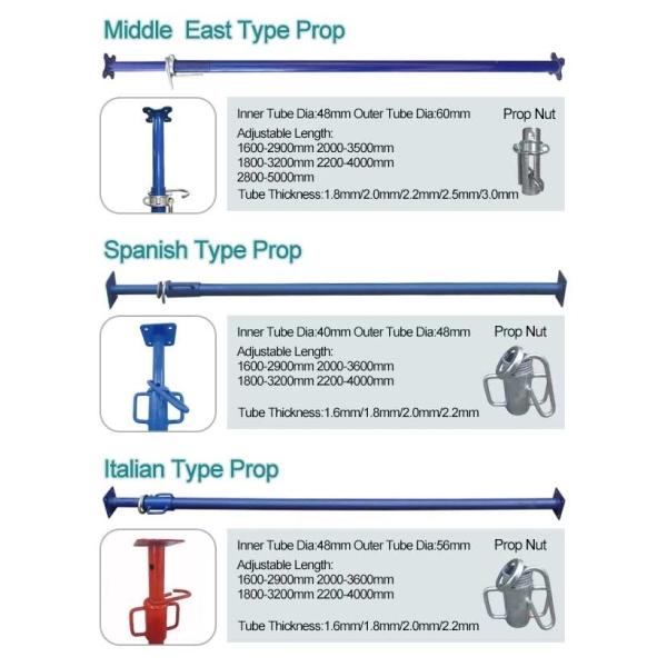 Запасные части для строительных лесов из металла: телескопические регулируемые стальные опоры