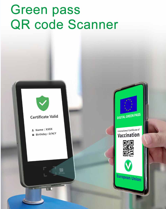 Приложение ЕС цифров C19 аттестует читателя кода блока развертки QR пропуска вакционного lettore блока развертки штрихкода паспорта QR зеленого