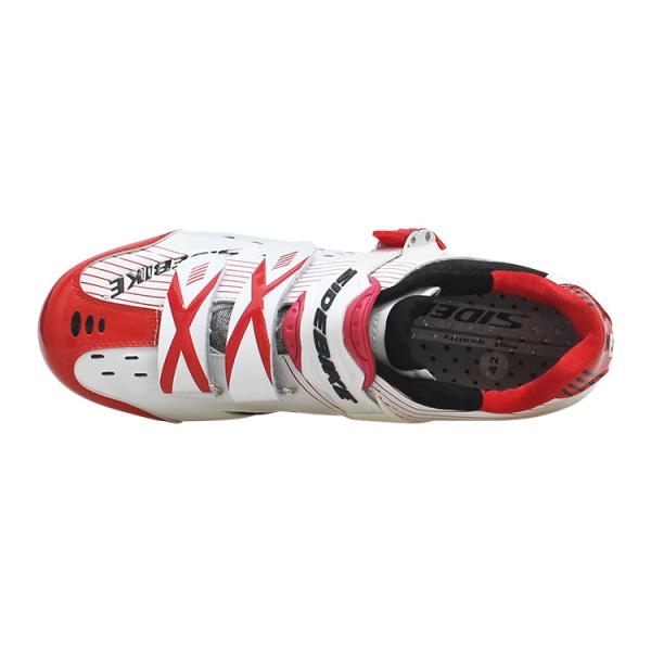 Red And White Mountain Cycling Shoes Geometry Design Body High Pressure Resistance